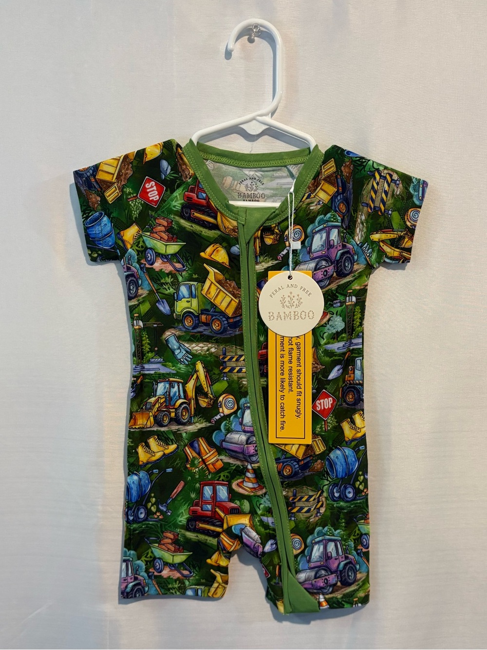 NWT 3-6 Construction Bamboo Shortie